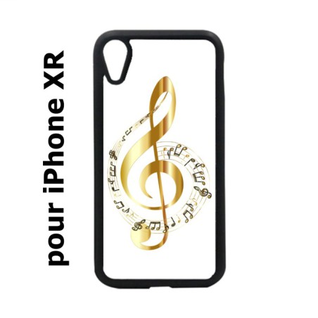 Coque noire pour iPhone XR clé de sol - solfège musique - musicien