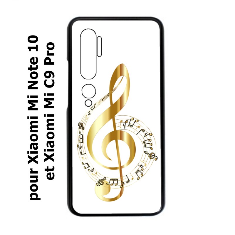 Coque noire pour Xiaomi Mi CC9 PRO clé de sol - solfège musique - musicien