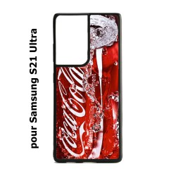 Coque noire pour Samsung Galaxy S21 Ultra Coca-Cola Rouge Original