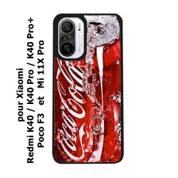 Coque noire pour Xiaomi Redmi K40 Coca-Cola Rouge Original