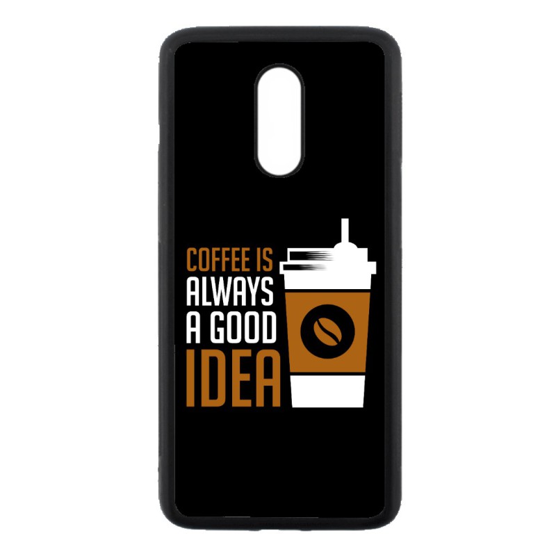 Coque noire pour OnePlus 7 Coffee is always a good idea - fond noir