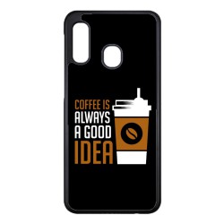 Coque noire pour Samsung Galaxy A530/A8 2018 Coffee is always a good idea - fond noir