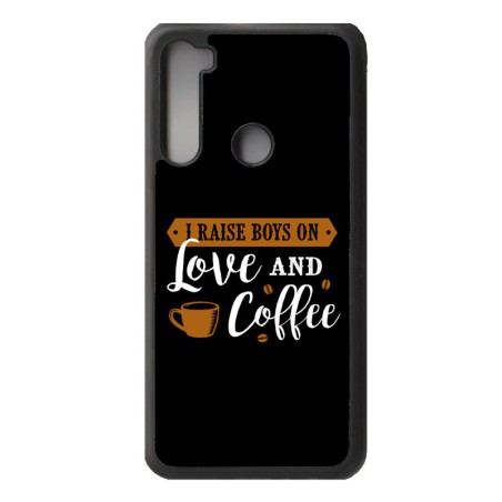 Coque noire pour Xiaomi Redmi 10 I raise boys on Love and Coffee - coque café