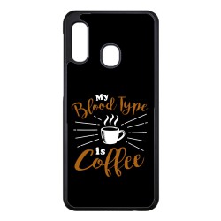 Coque noire pour Samsung Galaxy A02 My Blood Type is Coffee - coque café
