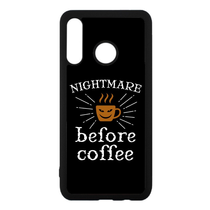 Coque noire pour Huawei P8 Lite Nightmare before Coffee - coque café