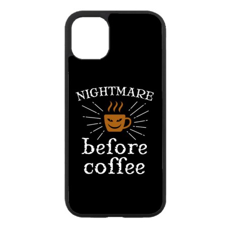 Coque noire pour iPhone 13 Nightmare before Coffee - coque café
