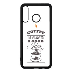 Coque noire pour Huawei P40 Lite / Nova 6 SE Coffee is always a good idea - fond blanc