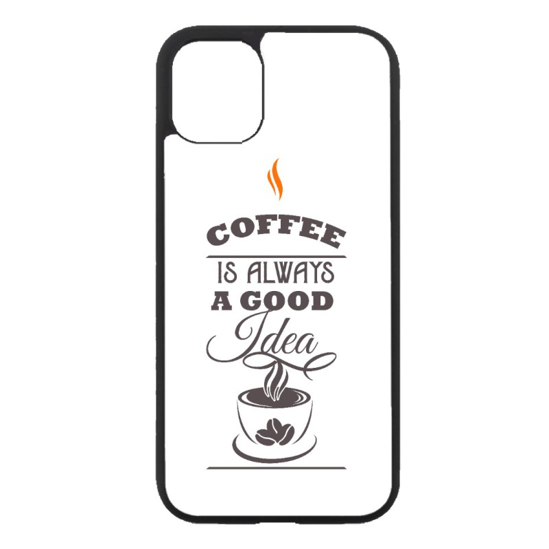 Coque noire pour Iphone 12 PRO MAX Coffee is always a good idea - fond blanc