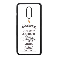 Coque noire pour OnePlus 7 Coffee is always a good idea - fond blanc