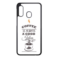 Coque noire pour Samsung Galaxy A51 - 4G Coffee is always a good idea - fond blanc