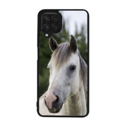 Coque noire pour Samsung Galaxy M32 4G Coque cheval blanc - tête de cheval