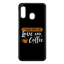 Coque noire pour Samsung Galaxy M32 4G I raise boys on Love and Coffee - coque café