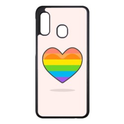 Coque noire pour Samsung Galaxy M32 4G Rainbow hearth LGBT - couleur arc en ciel Coeur LGBT