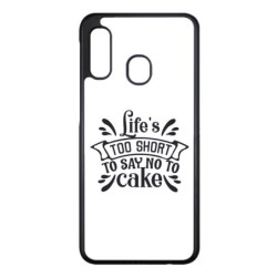 Coque noire pour Samsung Galaxy M32 4G Life's too short to say no to cake - coque Humour gâteau