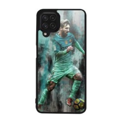 Coque noire pour Samsung Galaxy M32 4G Lionel Messi FC Barcelone Foot vert-rouge-jaune