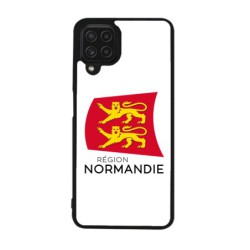 Coque noire pour Samsung Galaxy M32 4G Logo Normandie - Écusson Normandie - 2 léopards