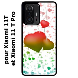 Coque noire pour Xiaomi 11T & 11T Pro fond coeur amour love