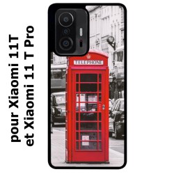 Coque noire pour Xiaomi 11T & 11T Pro Cabine téléphone Londres - Cabine rouge London