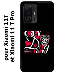 Coque noire pour Xiaomi 11T & 11T Pro Crazy Dog Lady - Chien