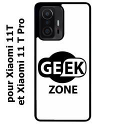 Coque noire pour Xiaomi 11T & 11T Pro Logo Geek Zone noir & blanc