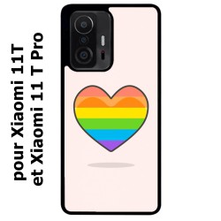 Coque noire pour Xiaomi 11T & 11T Pro Rainbow hearth LGBT - couleur arc en ciel Coeur LGBT