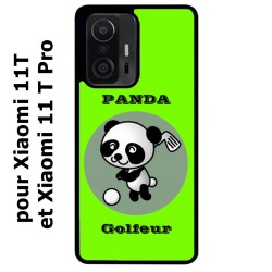 Coque noire pour Xiaomi 11T & 11T Pro Panda golfeur - sport golf - panda mignon