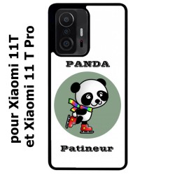 Coque noire pour Xiaomi 11T & 11T Pro Panda patineur patineuse - sport patinage