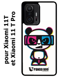 Coque noire pour Xiaomi 11T & 11T Pro PANDA BOO© 3D - lunettes - coque humour