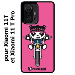 Coque noire pour Xiaomi 11T & 11T Pro PANDA BOO© Moto Biker - coque humour