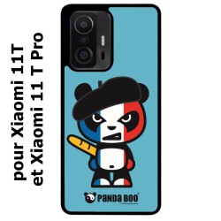 Coque noire pour Xiaomi 11T & 11T Pro PANDA BOO© Français béret baguette - coque humour