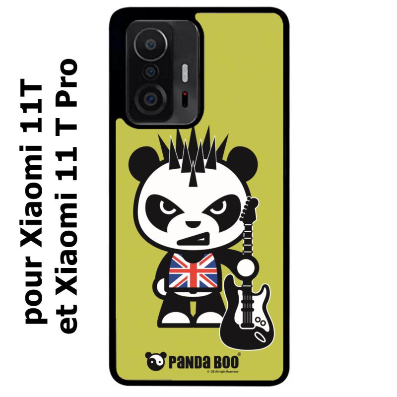 Coque noire pour Xiaomi 11T & 11T Pro PANDA BOO© Punk Musique Guitare - coque humour