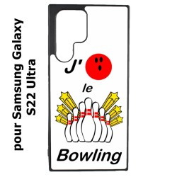 Coque noire pour Samsung Galaxy S22 Ultra J'aime le Bowling