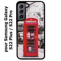 Coque noire pour Samsung Galaxy S22 Plus Cabine téléphone Londres - Cabine rouge London