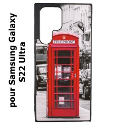 Coque noire pour Samsung Galaxy S22 Ultra Cabine téléphone Londres - Cabine rouge London