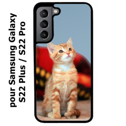 Coque noire pour Samsung Galaxy S22 Plus Adorable chat - chat robe cannelle