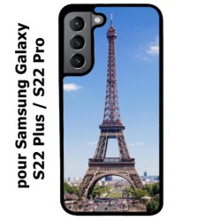 Coque noire pour Samsung Galaxy S22 Plus Tour Eiffel Paris France