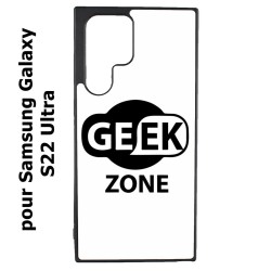 Coque noire pour Samsung Galaxy S22 Ultra Logo Geek Zone noir & blanc