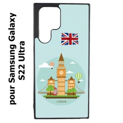 Coque noire pour Samsung Galaxy S22 Ultra Monuments Londres - Big Ben