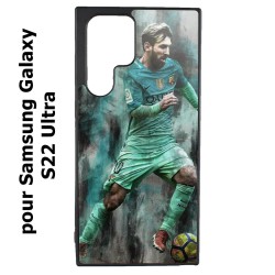 Coque noire pour Samsung Galaxy S22 Ultra Lionel Messi FC Barcelone Foot vert-rouge-jaune