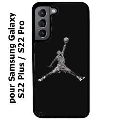 Coque noire pour Samsung Galaxy S22 Plus Michael Jordan 23 shoot Chicago Bulls Basket