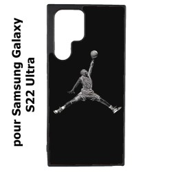 Coque noire pour Samsung Galaxy S22 Ultra Michael Jordan 23 shoot Chicago Bulls Basket