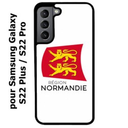 Coque noire pour Samsung Galaxy S22 Plus Logo Normandie - Écusson Normandie - 2 léopards