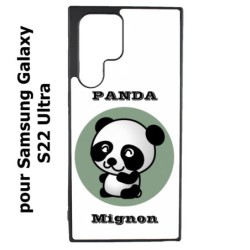 Coque noire pour Samsung Galaxy S22 Ultra Panda tout mignon