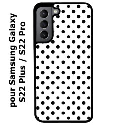 Coque noire pour Samsung Galaxy S22 Plus motif géométrique pattern noir et blanc - ronds noirs