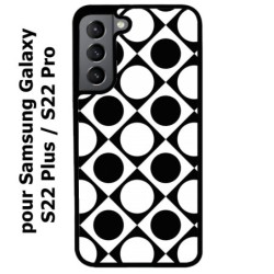 Coque noire pour Samsung Galaxy S22 Plus motif géométrique pattern noir et blanc - ronds et carrés