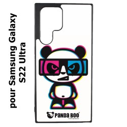 Coque noire pour Samsung Galaxy S22 Ultra PANDA BOO© 3D - lunettes - coque humour