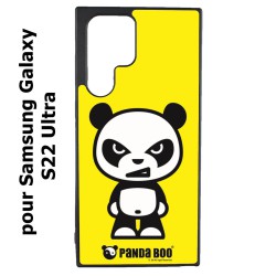 Coque noire pour Samsung Galaxy S22 Ultra PANDA BOO© l'original - coque humour