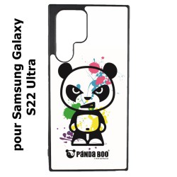 Coque noire pour Samsung Galaxy S22 Ultra PANDA BOO© paintball color flash - coque humour