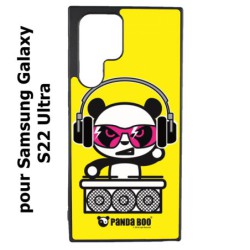 Coque noire pour Samsung Galaxy S22 Ultra PANDA BOO© DJ music - coque humour