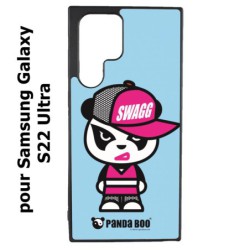 Coque noire pour Samsung Galaxy S22 Ultra PANDA BOO© Miss Panda SWAG - coque humour